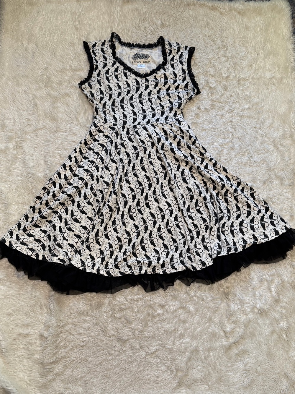 Effie’s Heart Black Cat Print Fit & Flare Dress - Size XL